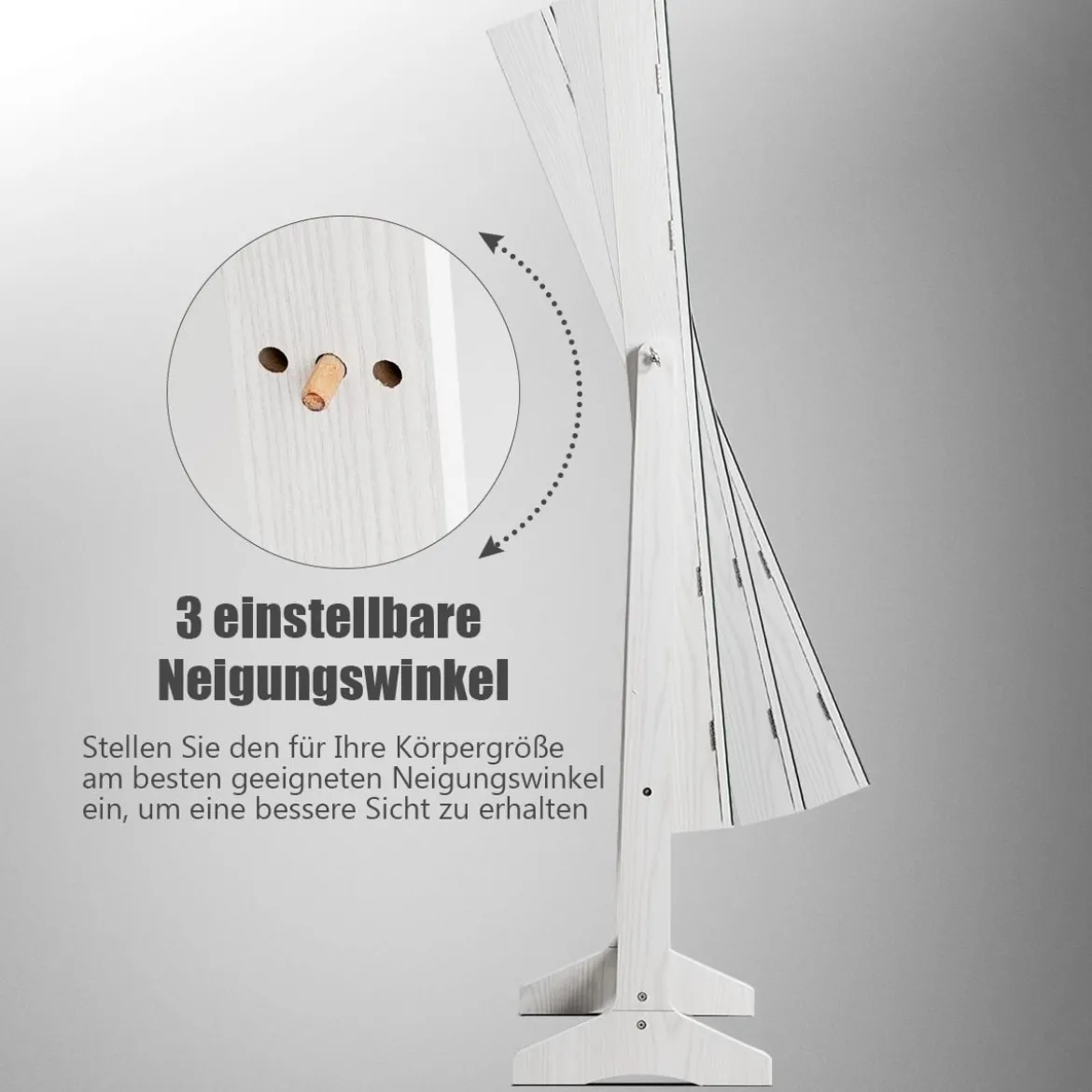 Schmuckschrank Standspiegel Freistehender Schmuckschrank mit Spiegel 41 x 36 x 156 cm Weiß