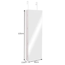 Schmuckschrank 3 Stufen Höheneinstellbar Spiegelschrank 120 x 40 x 12 cm Weiß