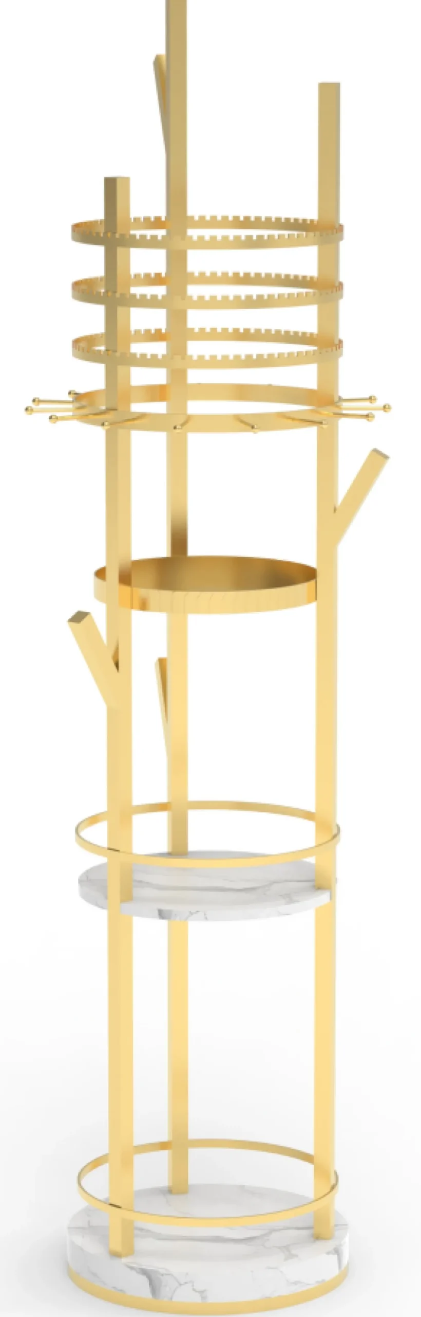Schmuckständer 360° drehbarer Schmuckhalter für Ohrringe & Halsketten mit 3 Ablagen Golden