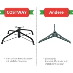 Schneebedeckter Weihnachtsbaum mit Metallständer und 630 Spitzen PVC Nadeln 220 cm
