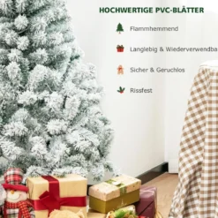 Schneebeflockter Weihnachtsbaum mit 295 Spitzen und 150 Warmweißen LED-Leuchten 137 cm