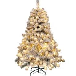 Schneebeflockter Weihnachtsbaum mit 295 Spitzen und 150 Warmweißen LED-Leuchten 137 cm