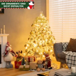 Schneebeflockter Weihnachtsbaum mit 295 Spitzen und 150 Warmweißen LED-Leuchten 137 cm
