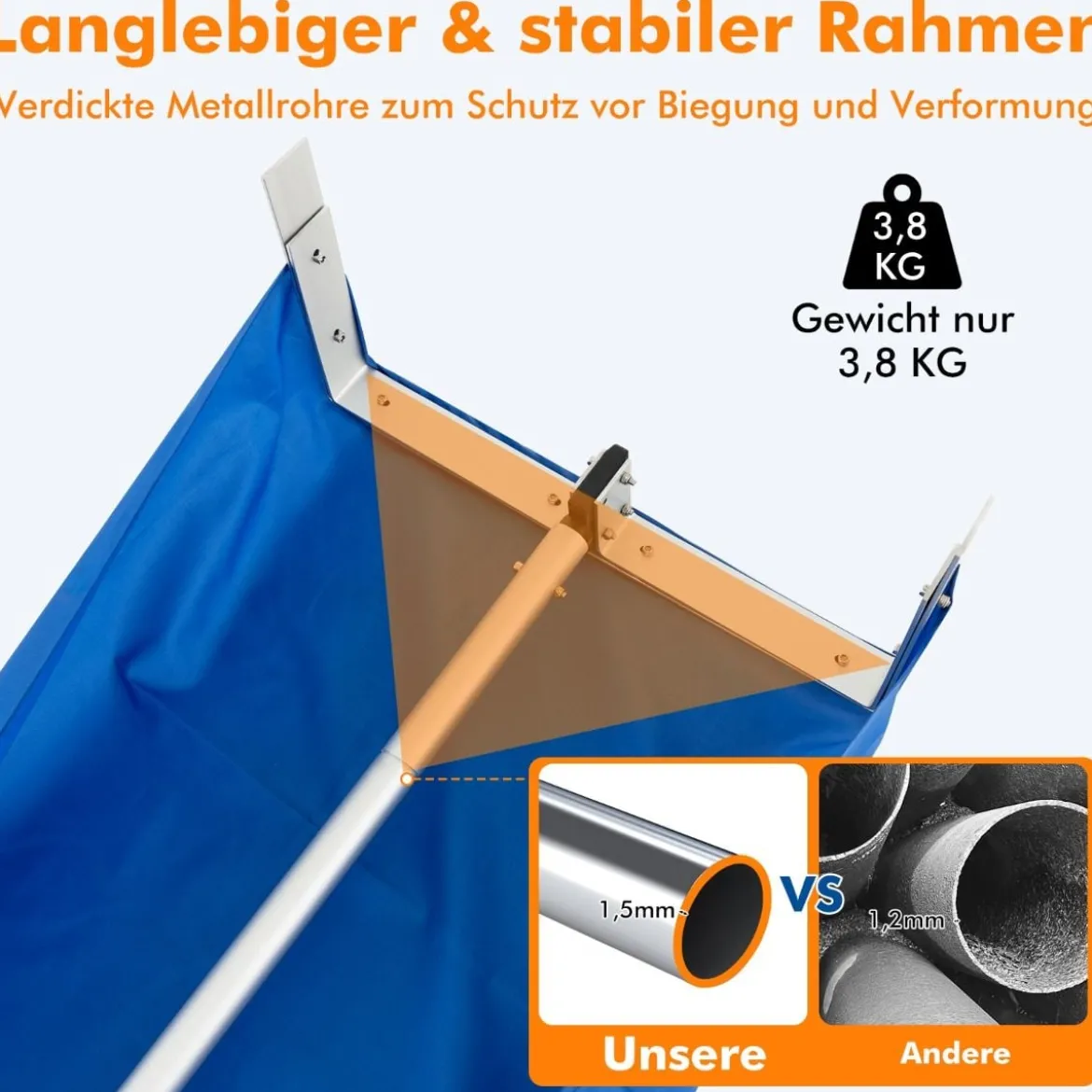 Schneerechen mit 4-teiliger Stange & Praktischen Rädern & Rutschfestem Griff Dachrechen Silber