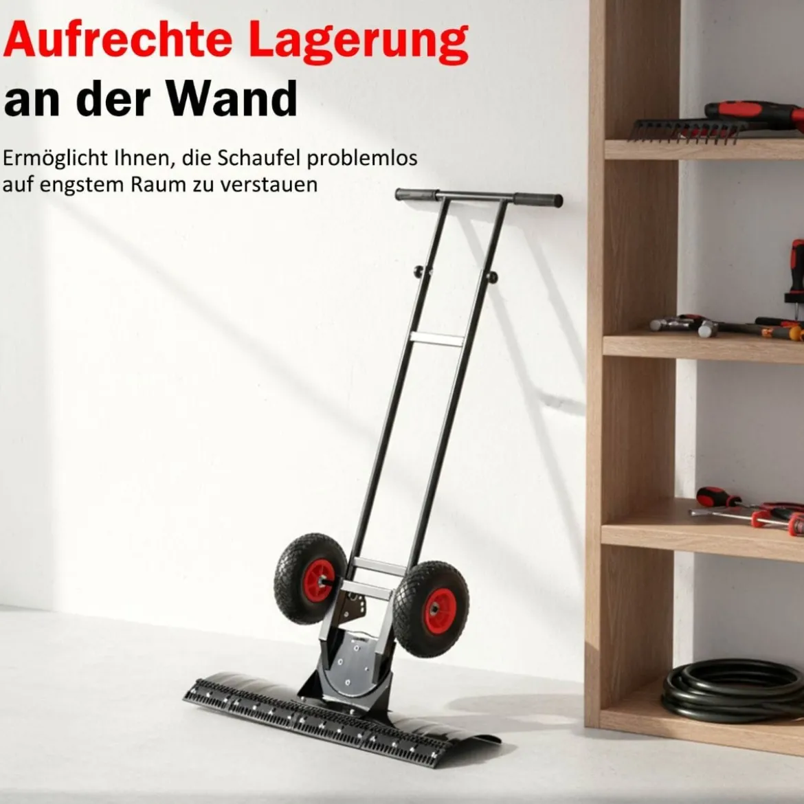Schneeschaufel auf Rädern 91,5 cm Arbeitsbreite höhenverstellbar & Einstellbarer Winkel Schwarz