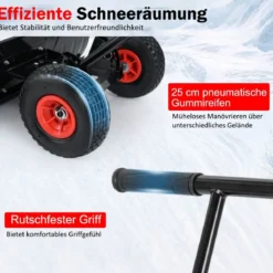 Schneeschaufel auf Rädern 91,5 cm Arbeitsbreite höhenverstellbar & Einstellbarer Winkel Schwarz