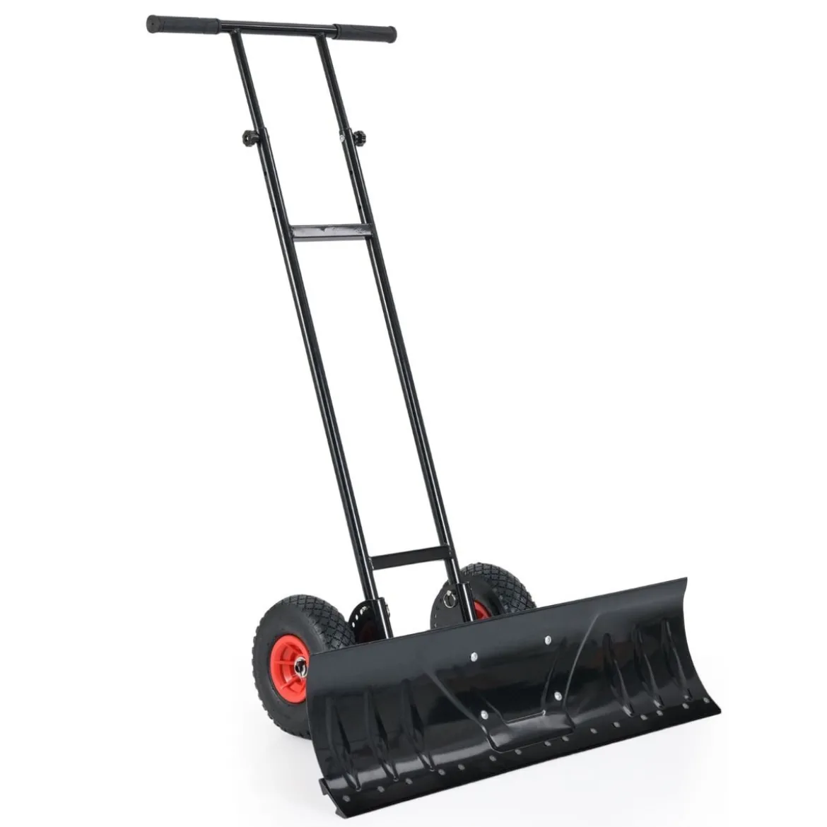 Schneeschaufel auf Rädern 91,5 cm Arbeitsbreite höhenverstellbar & Einstellbarer Winkel Schwarz