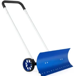Schneeschaufel auf Rädern Schneeschild 95 cm höhenverstellbar Schneeräumer Alu