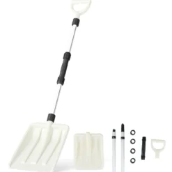 Schneeschaufel 26 cm breit leichte Schneeschieber mit ergonomischem Griff & robustem Aluminiumstiel Weiß