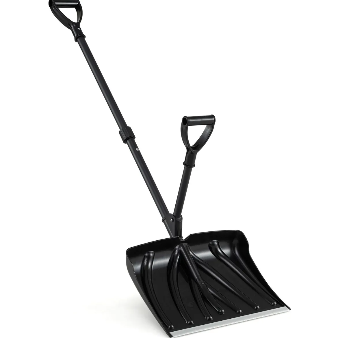 Schneeschaufel mit Hilfsgriff 135 cm lange leichte Schneeräumung mit 45 cm breiter Klinge Schwarz