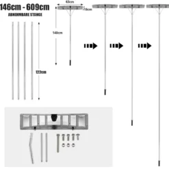 Schneeschaufel 1,48–6,08 m verstellbarer Dachrechen aus Aluminium Schneeräumer