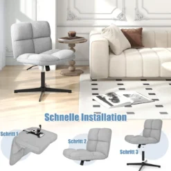 Schneidersitz Stuhl Drehstuhl ohne Armlehnen Schreibtischstuhl mit breiter Sitzfläche