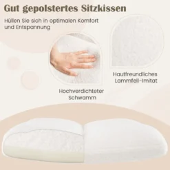 Schneidersitz Stuhl mit Rollen Drehstuhl ohne Armlehnen Schreibtischstuhl mit breiter Sitzfläche