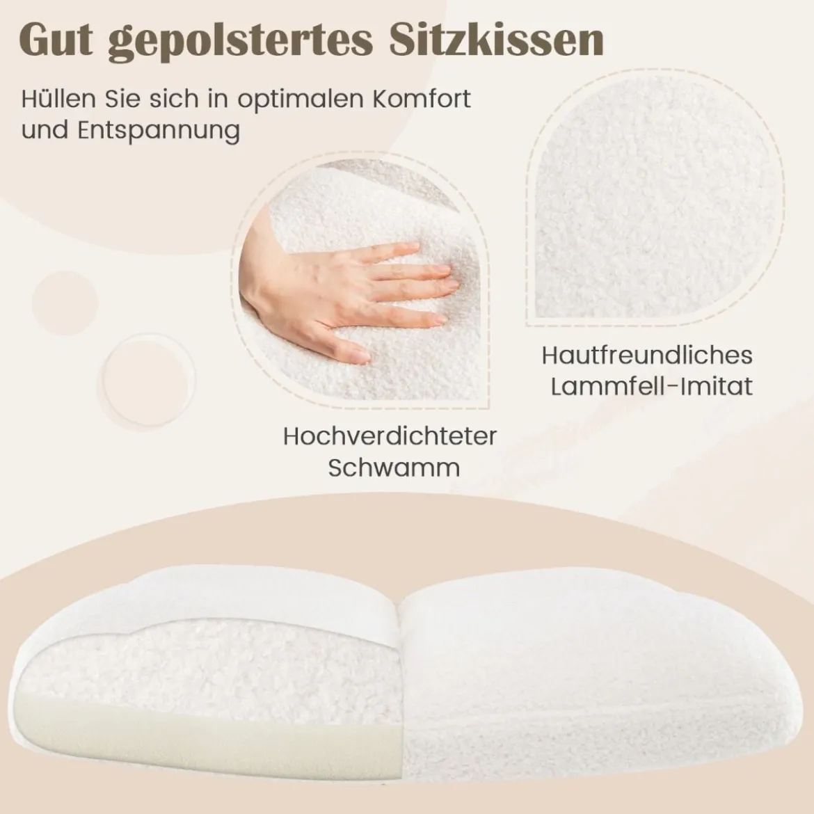 Schneidersitz Stuhl mit Rollen Drehstuhl ohne Armlehnen Schreibtischstuhl mit breiter Sitzfläche