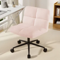 Schneidersitz Stuhl mit Rollen Drehstuhl ohne Armlehnen Schreibtischstuhl mit breiter Sitzfläche