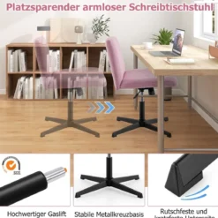 Schneidersitz Stuhl ohne Armlehnen Drehstuhl mit breiter Sitzfläche Schreibtischstuhl