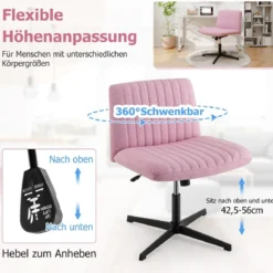 Schneidersitz Stuhl ohne Armlehnen Drehstuhl mit breiter Sitzfläche Schreibtischstuhl