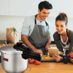 Schnellkochtopf 6 L Pressure Cooker Dampfkochtopf mit Sicherheitsventil Edelstahl 42,5 x 24,8 x 23 cm