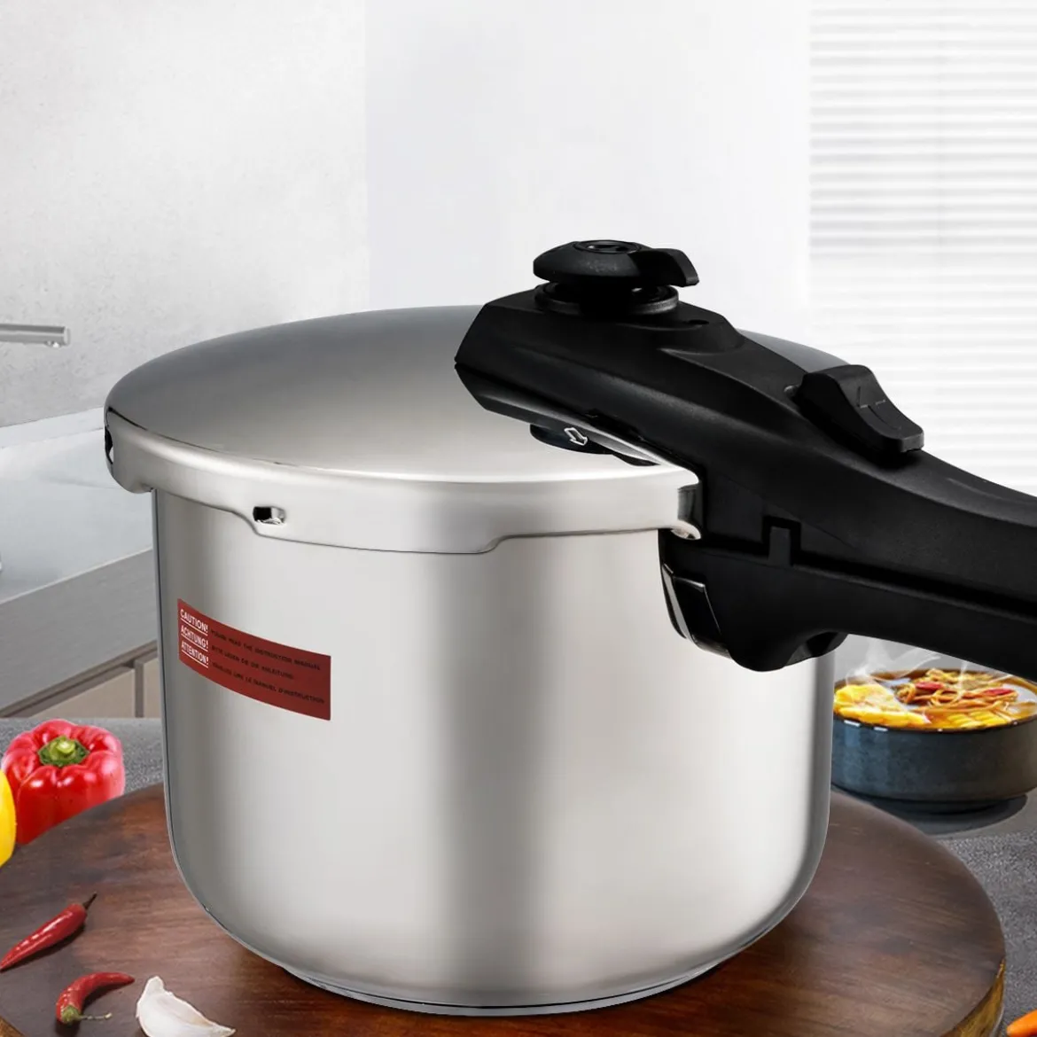 Schnellkochtopf 6 L Pressure Cooker Dampfkochtopf mit Sicherheitsventil Edelstahl 42,5 x 24,8 x 23 cm
