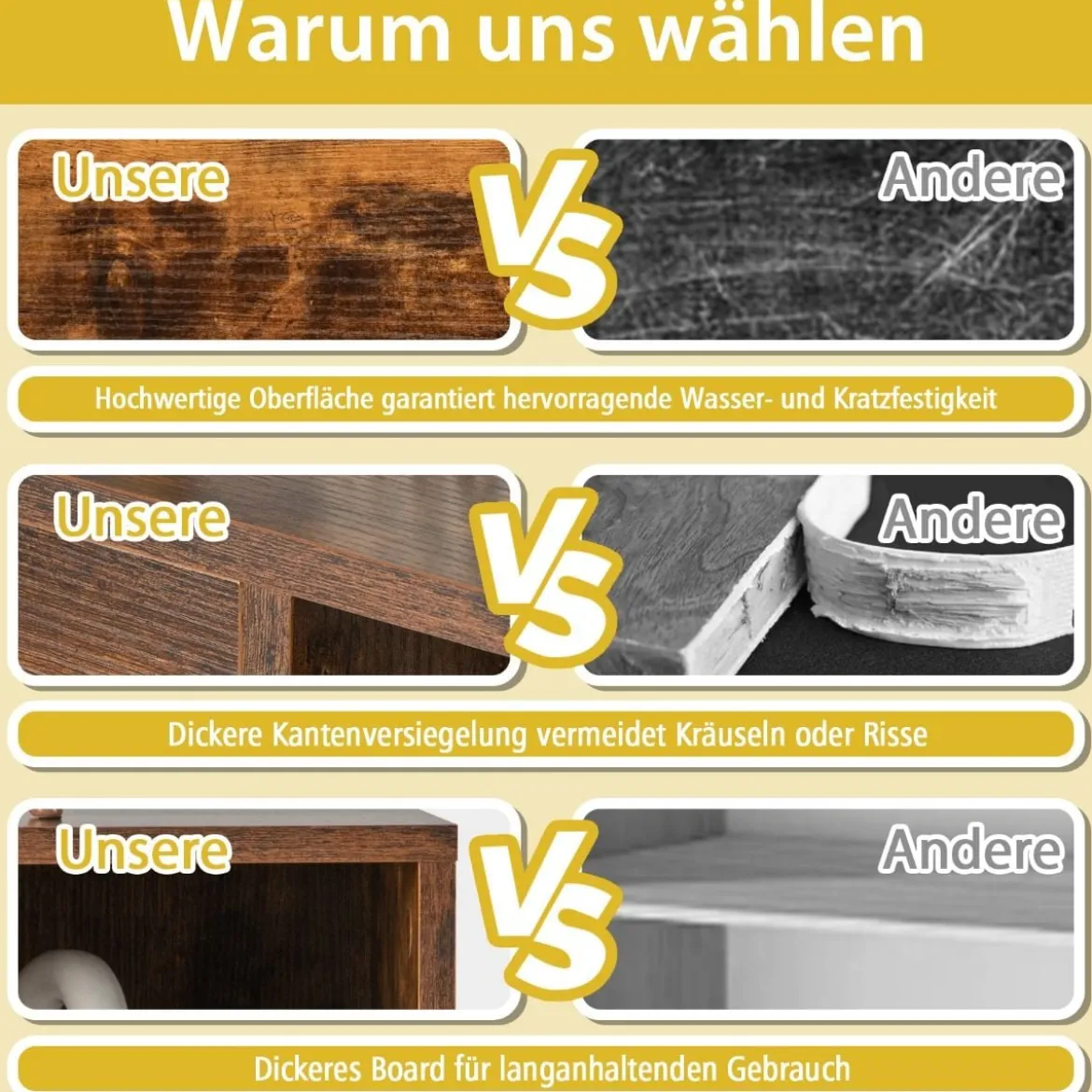 Schrank mit 6 Fächern Freistehendes Lagerregal mit 3 Würfeln 60 x 30 x 89 cm Braun