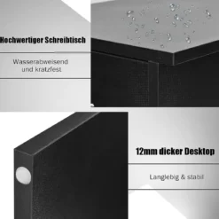 Schreibtisch aus Holz Computertisch mit Schublade & Regalen 104 x 50 x 82 cm Schwarz