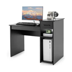 Schreibtisch aus Holz Computertisch mit Schublade & Regalen 104 x 50 x 82 cm Schwarz
