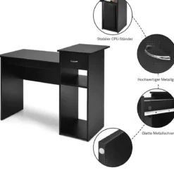Schreibtisch aus Holz Computertisch mit Schublade & Regalen 104 x 50 x 82 cm Schwarz