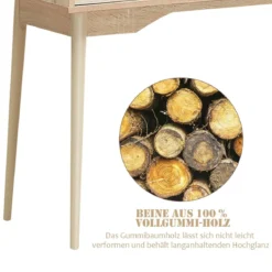 Schreibtisch Computertisch mit Schublade Bürotisch aus Massivholz PC-Arbeitsplatz 120 x 50 x 93 cm Natur