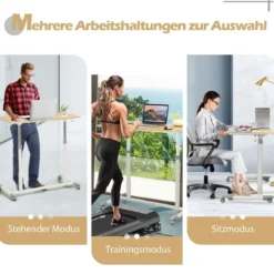 Schreibtisch Computertisch mit Rollen Rollentisch für Büro 95 x 52 x 70 - 107 cm Natur