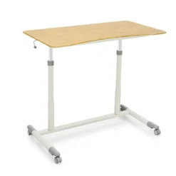 Schreibtisch Computertisch mit Rollen Rollentisch für Büro 95 x 52 x 70 - 107 cm Natur