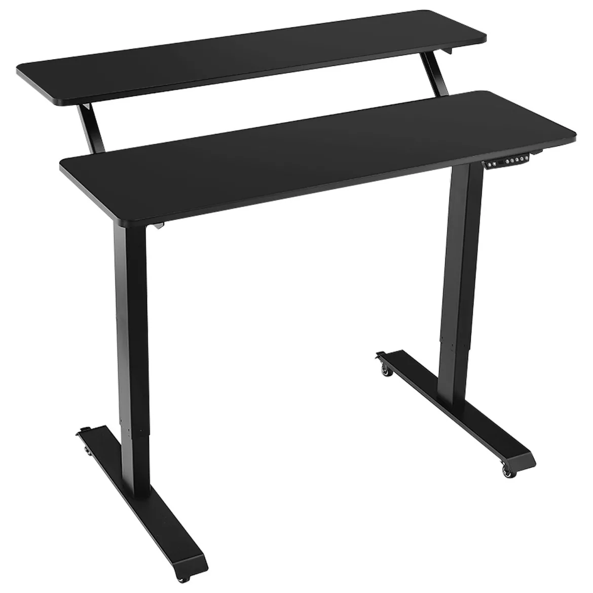 Schreibtisch höhenverstellbar Computertisch auf Rollen Arbeittisch 120 x 68 x 88,5-137,5 cmSchwarz