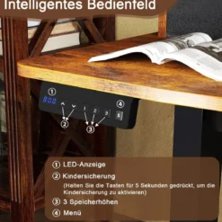 Schreibtisch höhenverstellbar elektrischer Computertisch Stehschreibtisch mit Monitorständer 100 x 60 cm Braun/Weiß