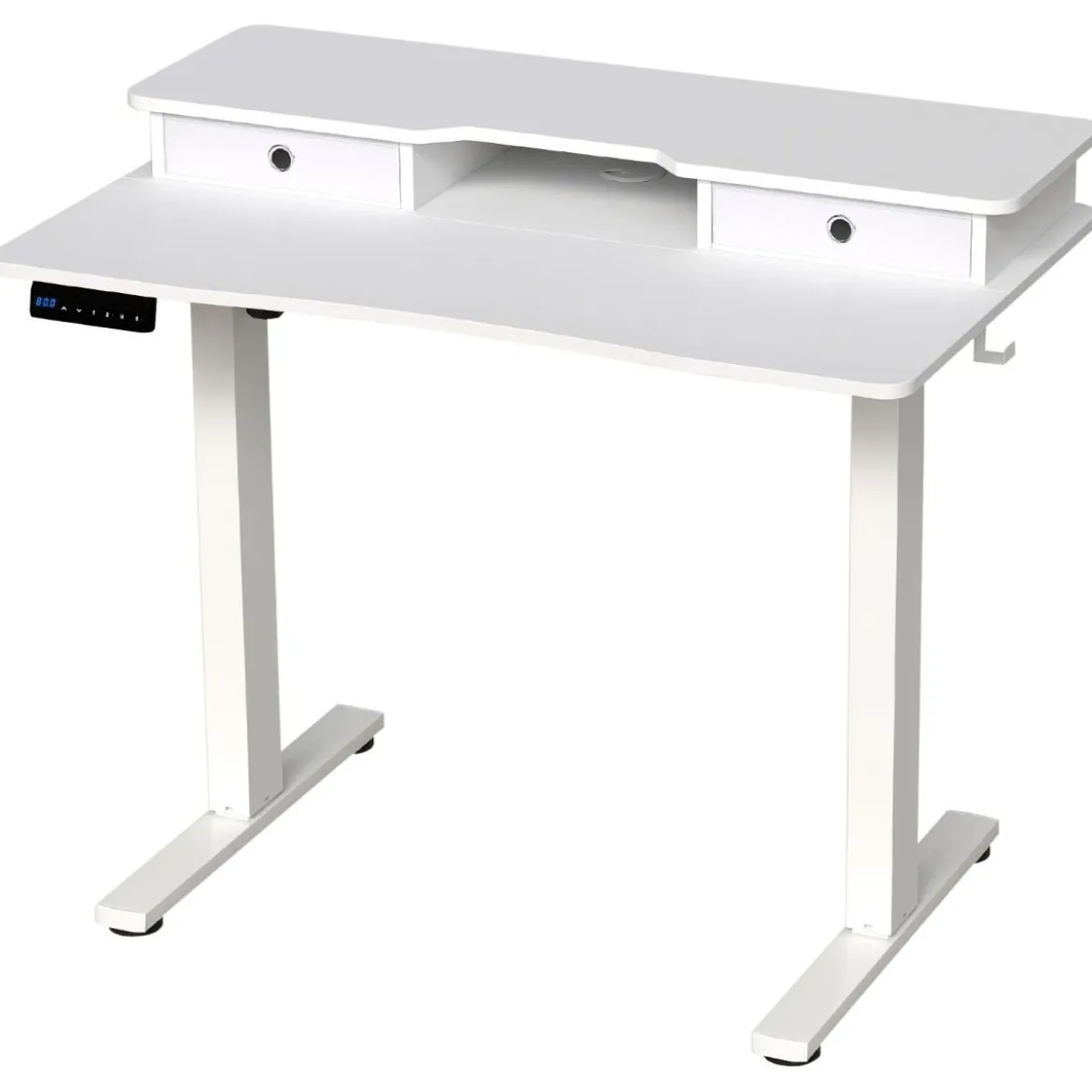 Schreibtisch höhenverstellbar elektrischer Computertisch Stehschreibtisch mit Monitorständer 100 x 60 cm Braun/Weiß