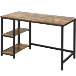 Schreibtisch Industrie Computertisch mit Regal Bürotisch Arbeitstisch Braun 120x60x75cm