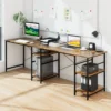 Schreibtisch L-Form Reversibler Eckschreibtisch mit 4 Ablagen 151 x 151 x 75 cm Rustikales Braun