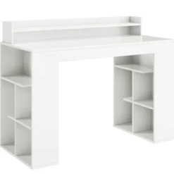 Schreibtisch mit Monitorablage & 2 Bücherregalen Computertisch 120 x 54 x 90 cm Weiß