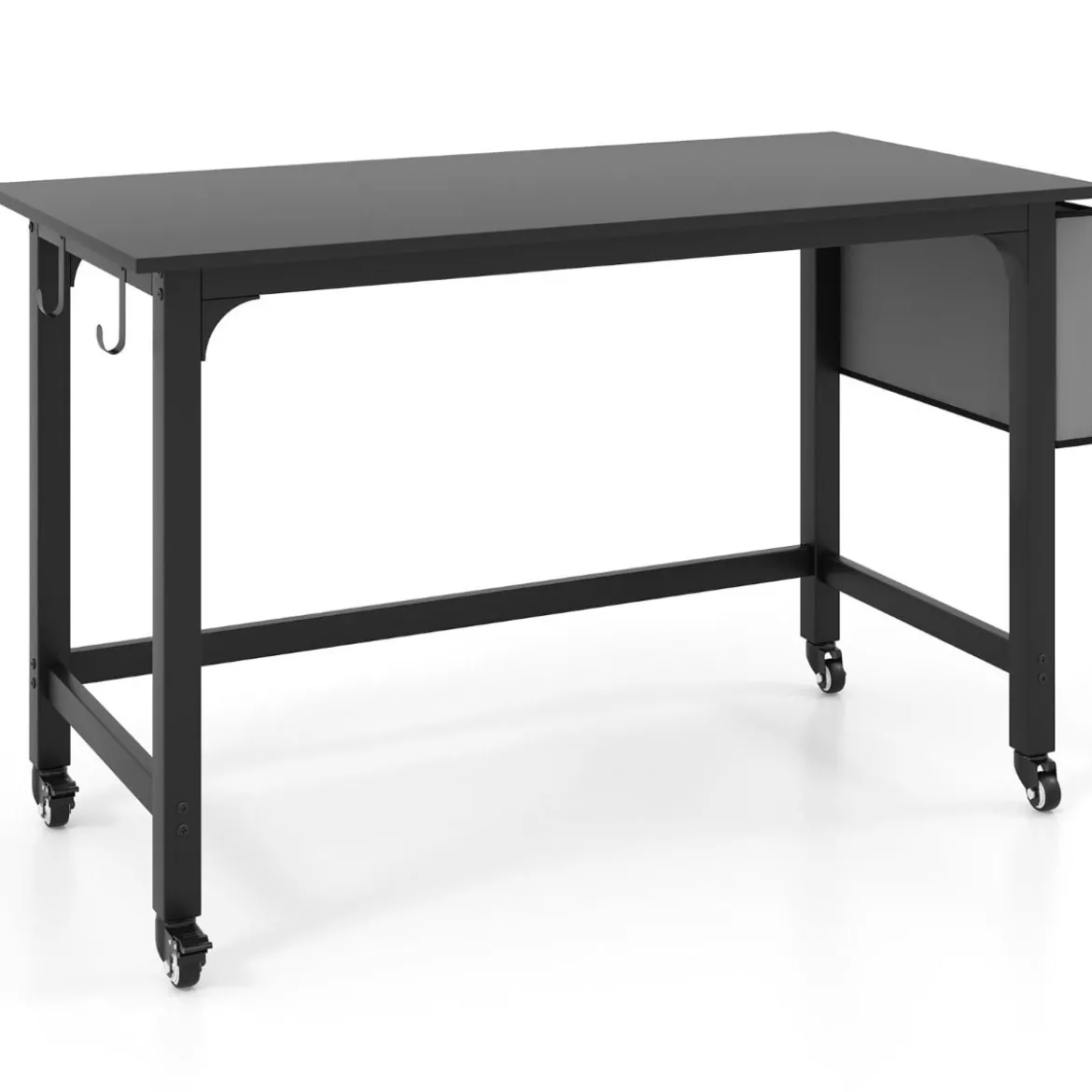 Schreibtisch mit Rollen Computertisch mit Abnehmbarer Stofftasche und Kopfhörerhaken 120 x 60 x 75 cm