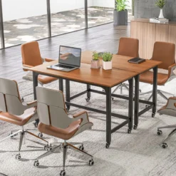 Schreibtisch mit Rollen Computertisch mit Abnehmbarer Stofftasche und Kopfhörerhaken 120 x 60 x 75 cm