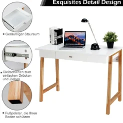 Schreibtisch mit Schublade Computertisch Schminktisch Bürotisch 106 x 50 x 75,5 cm Natur