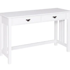 Schreibtisch mit 4 Schubladen 2-stöckiger Tisch Computertisch mit abnehmbarem Aufsatz 120 x 48 x 77 cm Weiß