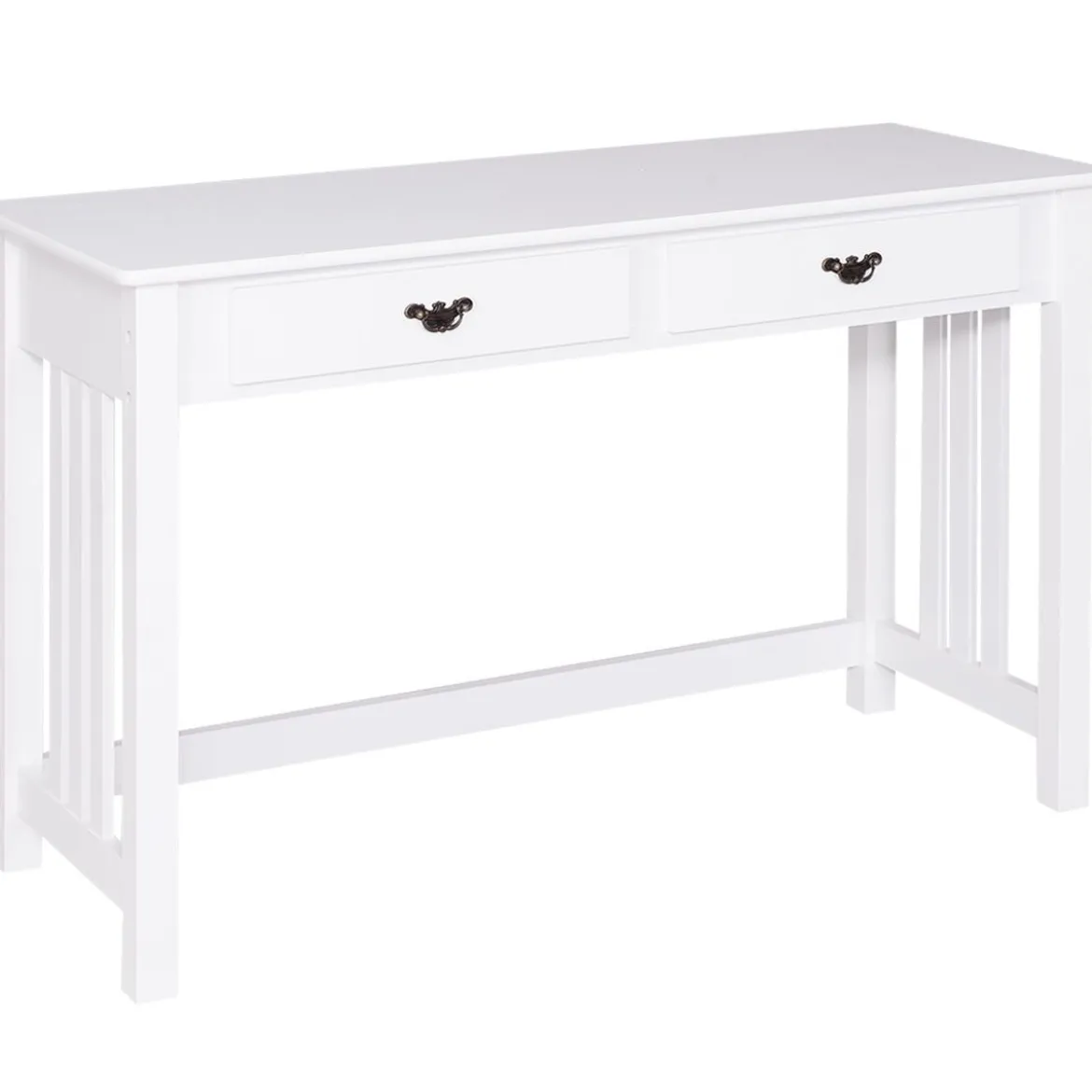 Schreibtisch mit 4 Schubladen 2-stöckiger Tisch Computertisch mit abnehmbarem Aufsatz 120 x 48 x 77 cm Weiß
