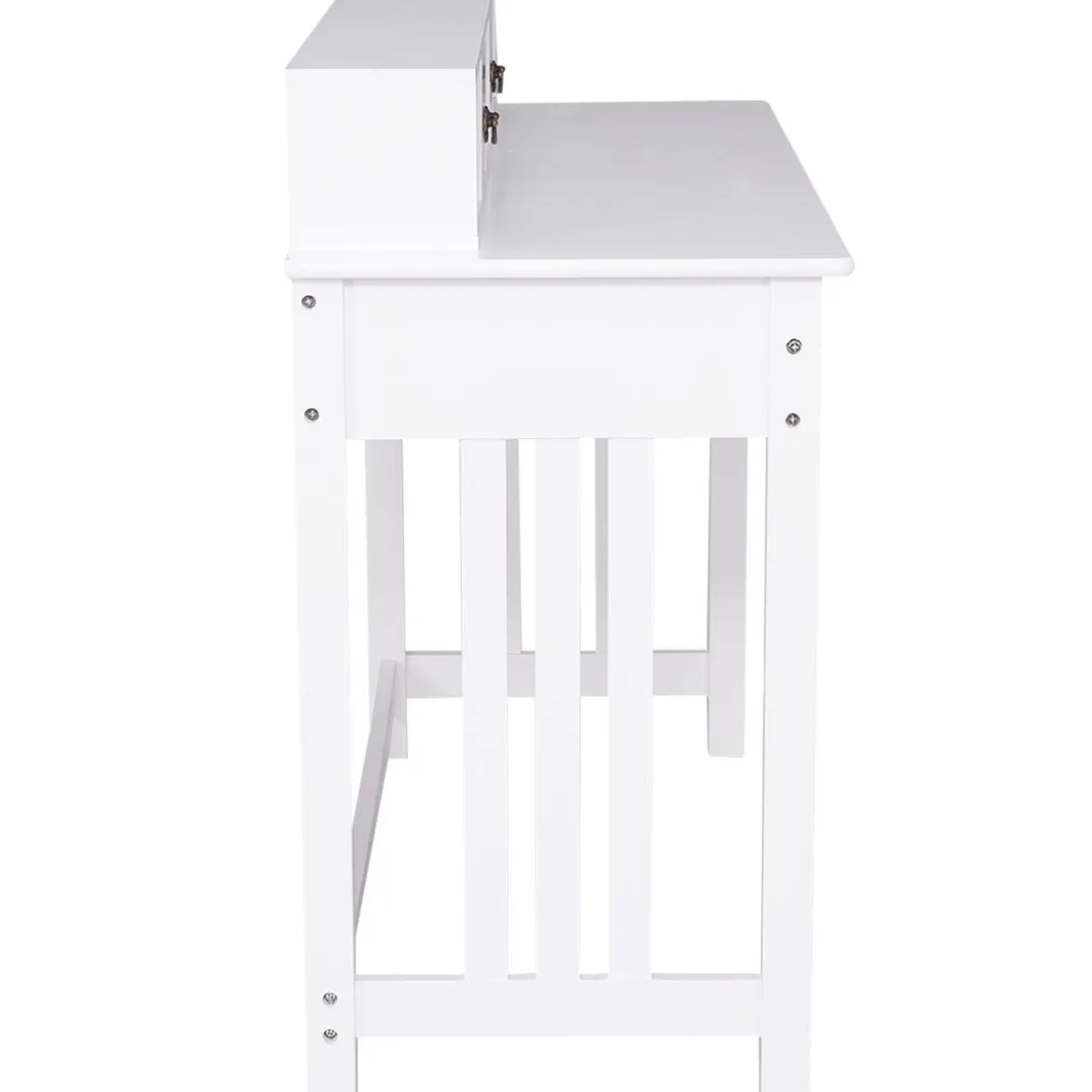 Schreibtisch mit 4 Schubladen 2-stöckiger Tisch Computertisch mit abnehmbarem Aufsatz 120 x 48 x 77 cm Weiß