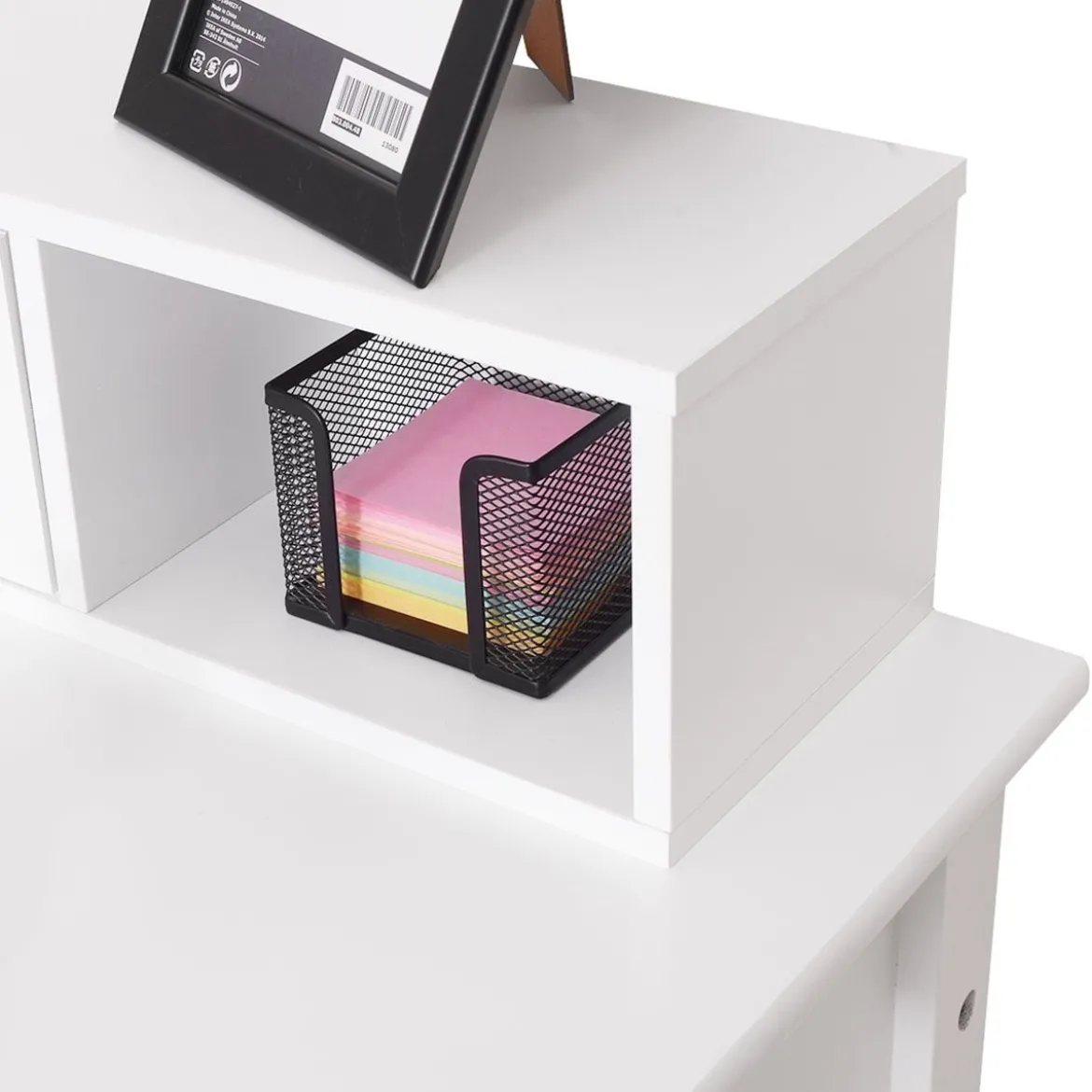 Schreibtisch mit 4 Schubladen 2-stöckiger Tisch Computertisch mit abnehmbarem Aufsatz 120 x 48 x 77 cm Weiß