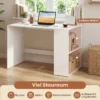 Schreibtisch mit Stauraum & 2 Offenen Seitenregalen Platzsparender Computertisch PC-Tisch Weiß