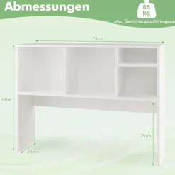 Schreibtischregal mit 4 Fächern Tischregal Schreibtisch Aufsatzregal Bücherregal 94 x 25 x 73 cm