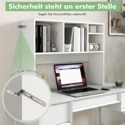 Schreibtischregal mit 4 Fächern Tischregal Schreibtisch Aufsatzregal Bücherregal 94 x 25 x 73 cm