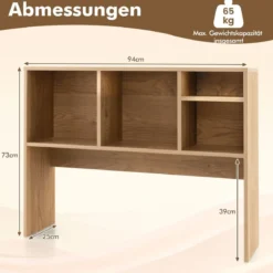 Schreibtischregal mit 4 Fächern Tischregal Schreibtisch Aufsatzregal Bücherregal 94 x 25 x 73 cm