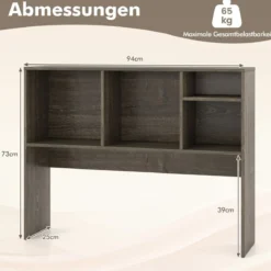 Schreibtischregal mit 4 Fächern Tischregal Schreibtisch Aufsatzregal Bücherregal 94 x 25 x 73 cm