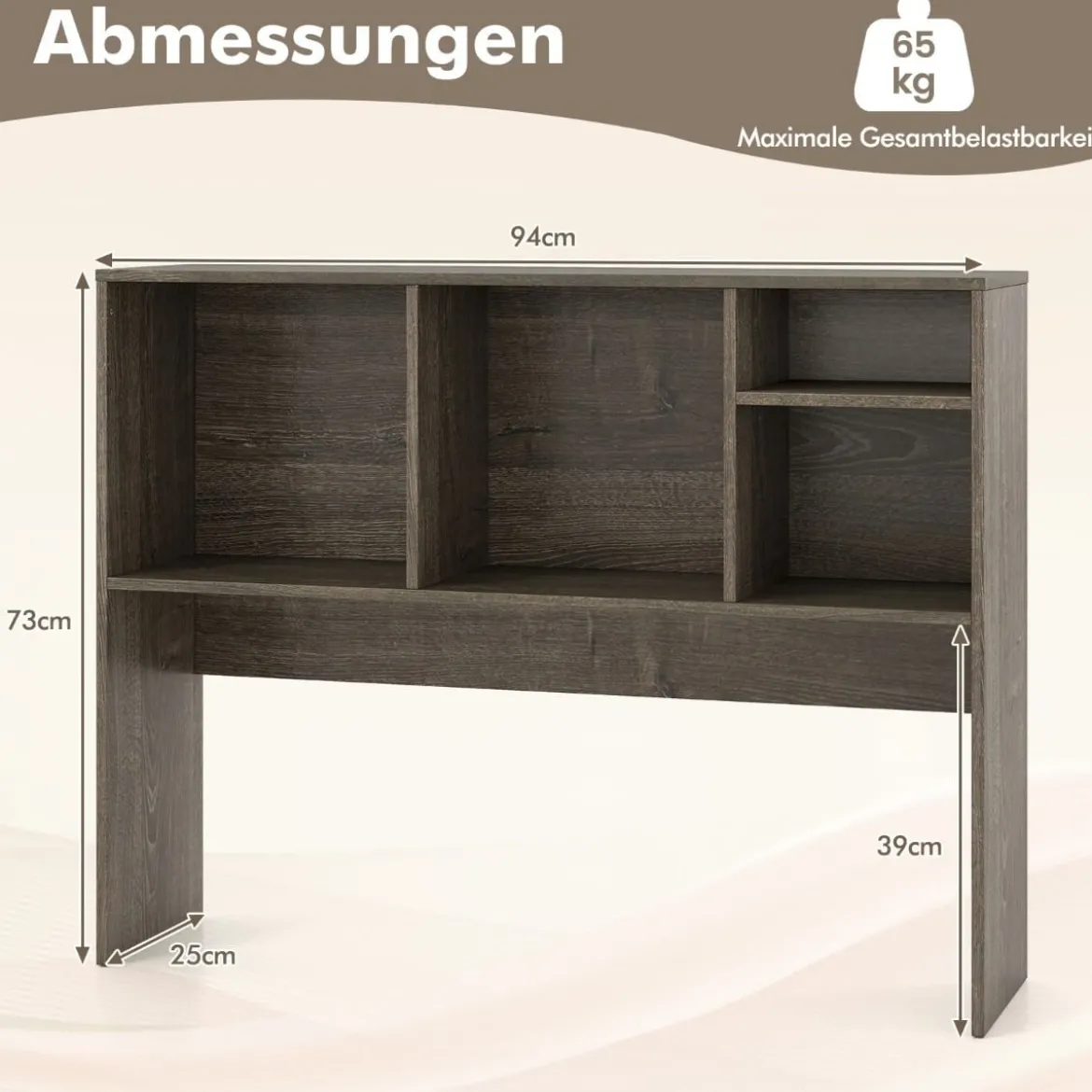 Schreibtischregal mit 4 Fächern Tischregal Schreibtisch Aufsatzregal Bücherregal 94 x 25 x 73 cm