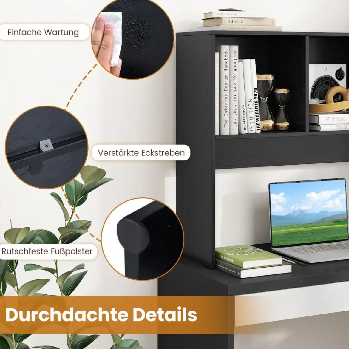 Schreibtischregal mit 4 Fächern Tischregal Schreibtisch Aufsatzregal Bücherregal 94 x 25 x 73 cm
